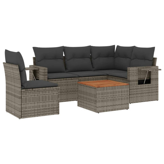 6 Piece Garden Sofa Set With Cushions Poly Rattan