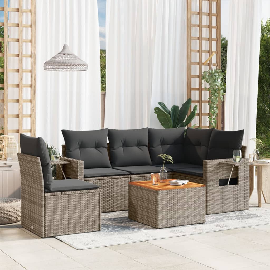 6 Piece Garden Sofa Set With Cushions Poly Rattan