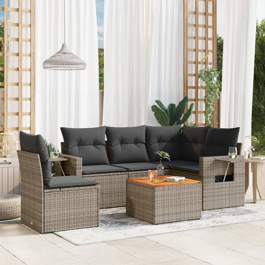 6 Piece Garden Sofa Set With Cushions Poly Rattan