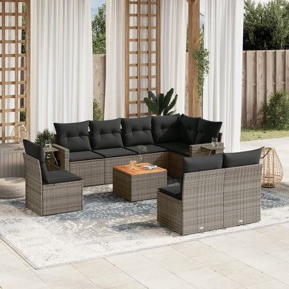 9 Piece Garden Sofa Set With Cushions Poly Rattan
