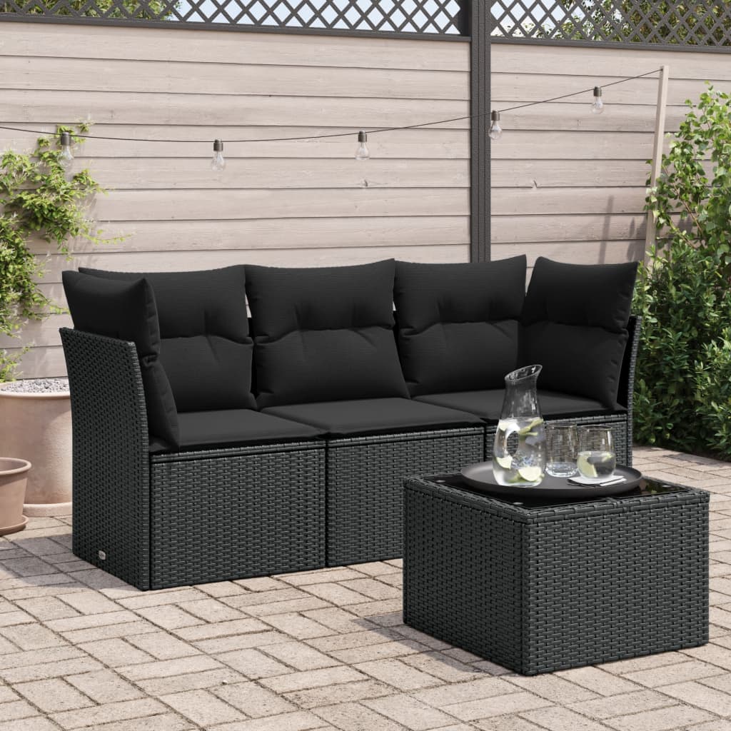 4 Piece Garden Sofa Set With Cushions Poly Rattan