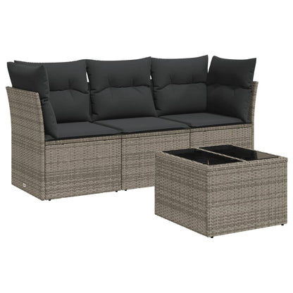 4 Piece Garden Sofa Set With Cushions Poly Rattan