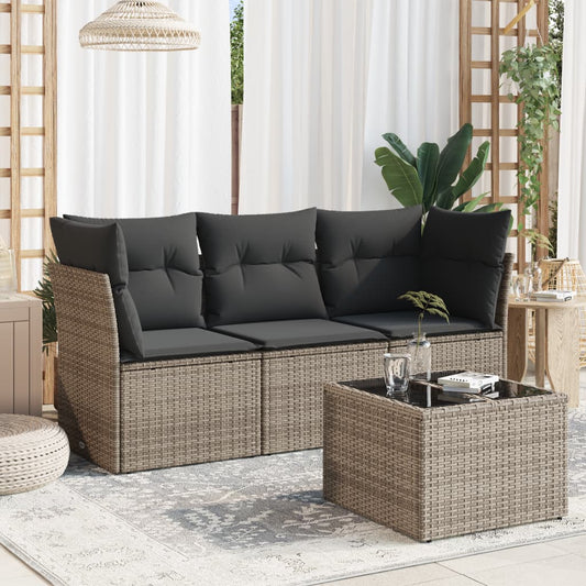 4 Piece Garden Sofa Set With Cushions Poly Rattan