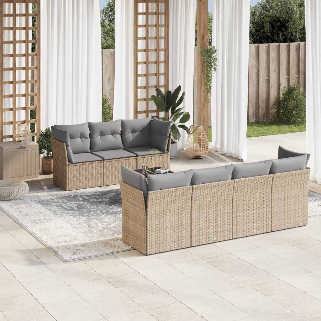 8 Piece Garden Sofa Set With Cushions Poly Rattan