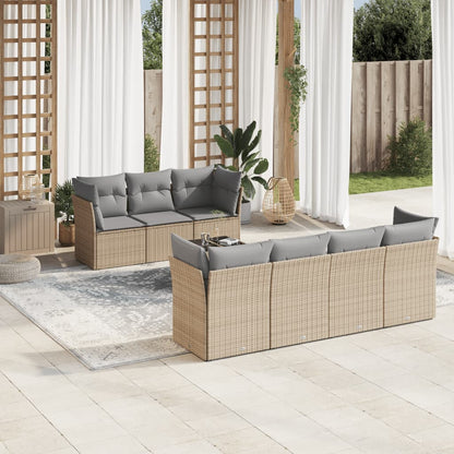8 Piece Garden Sofa Set With Cushions Poly Rattan
