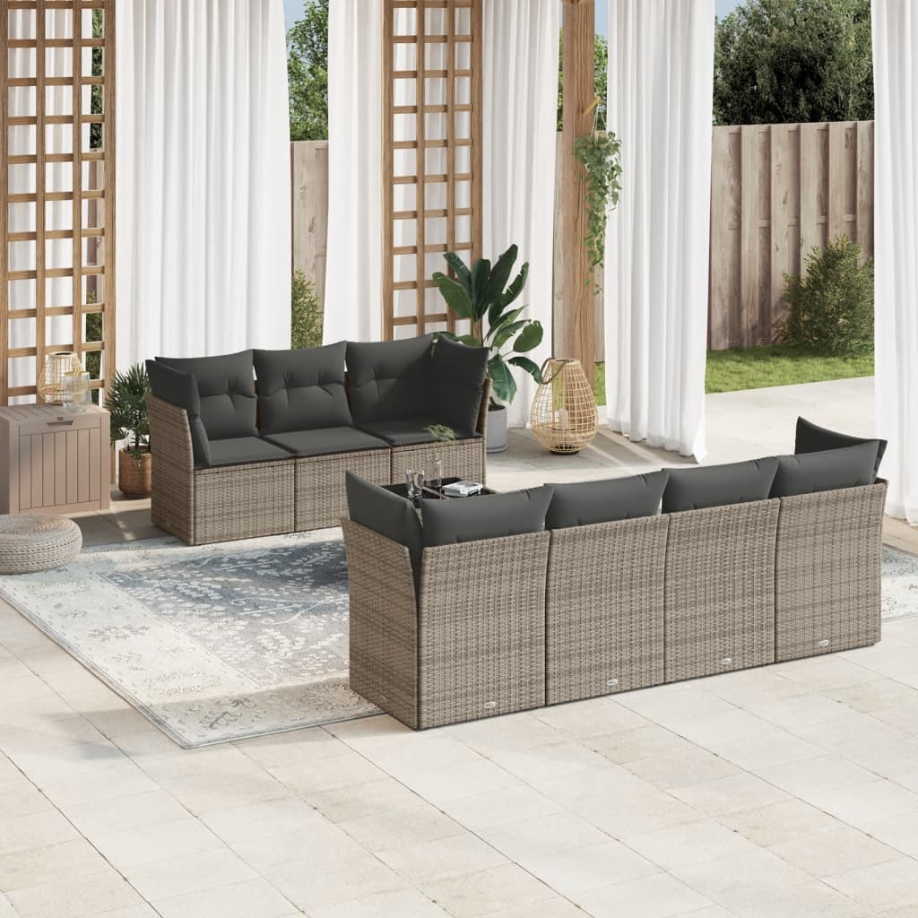 8 Piece Garden Sofa Set With Cushions Poly Rattan