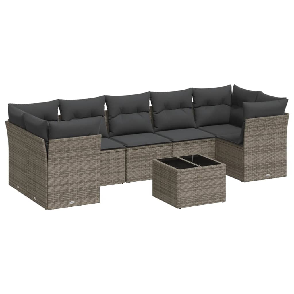 8 Piece Garden Sofa Set With Cushions Poly Rattan