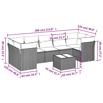 8 Piece Garden Sofa Set With Cushions Poly Rattan