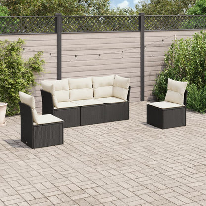 5 Piece Garden Sofa Set With Cushions Poly Rattan