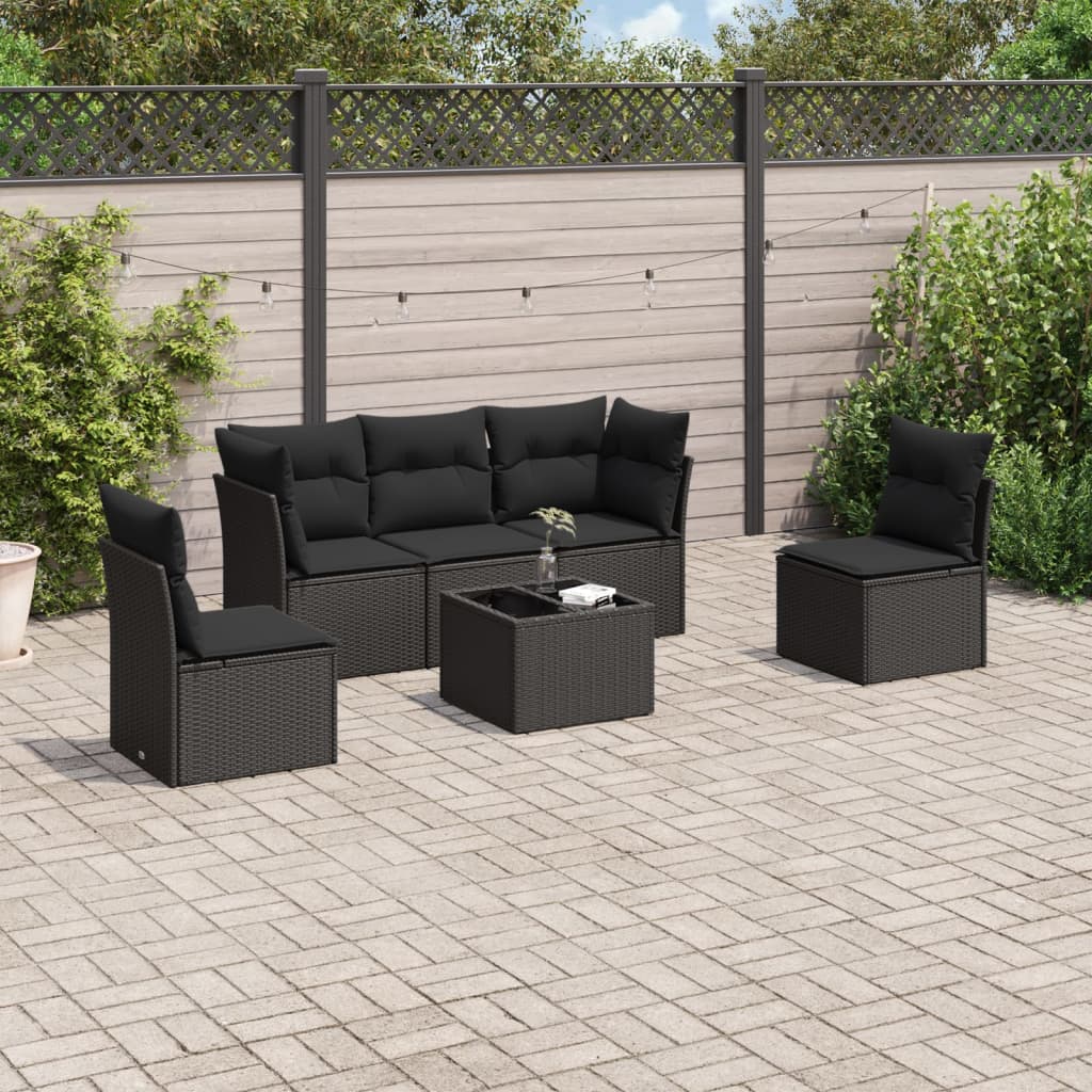 5 Piece Garden Sofa Set With Cushions Poly Rattan