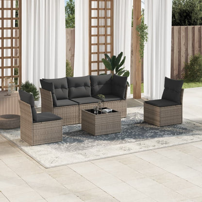 5 Piece Garden Sofa Set With Cushions Poly Rattan