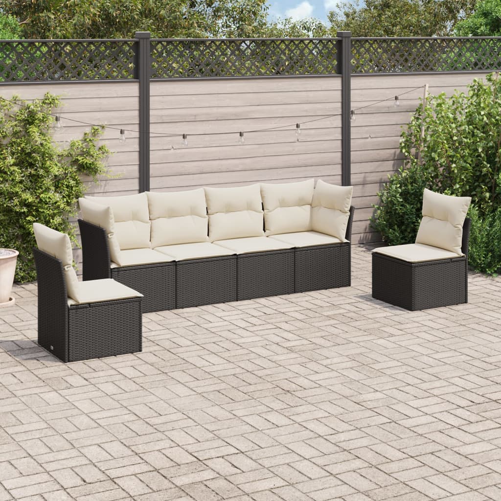 6 Piece Garden Sofa Set With Cushions Poly Rattan