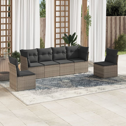 6 Piece Garden Sofa Set With Cushions Poly Rattan