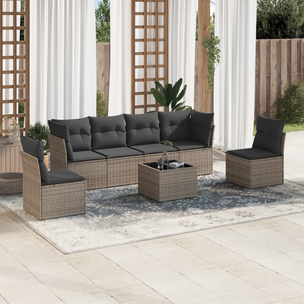 6 Piece Garden Sofa Set With Cushions Poly Rattan