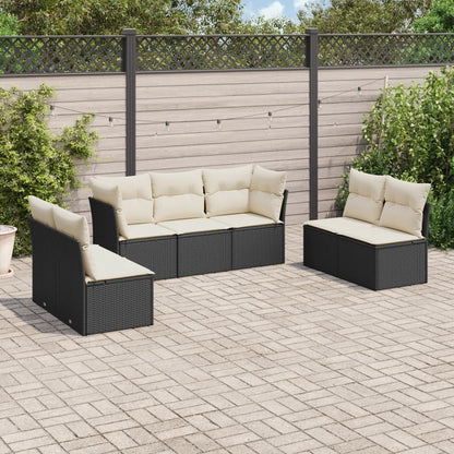 7 Piece Garden Sofa Set With Cushions Poly Rattan