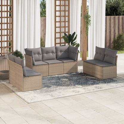 7 Piece Garden Sofa Set With Cushions Poly Rattan