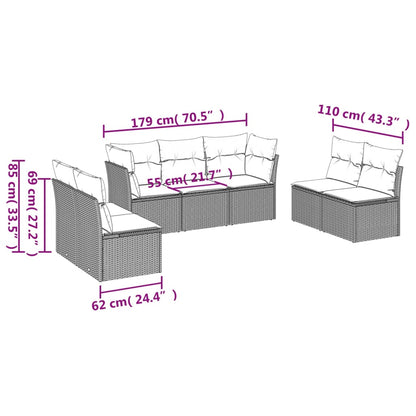 7 Piece Garden Sofa Set With Cushions Poly Rattan