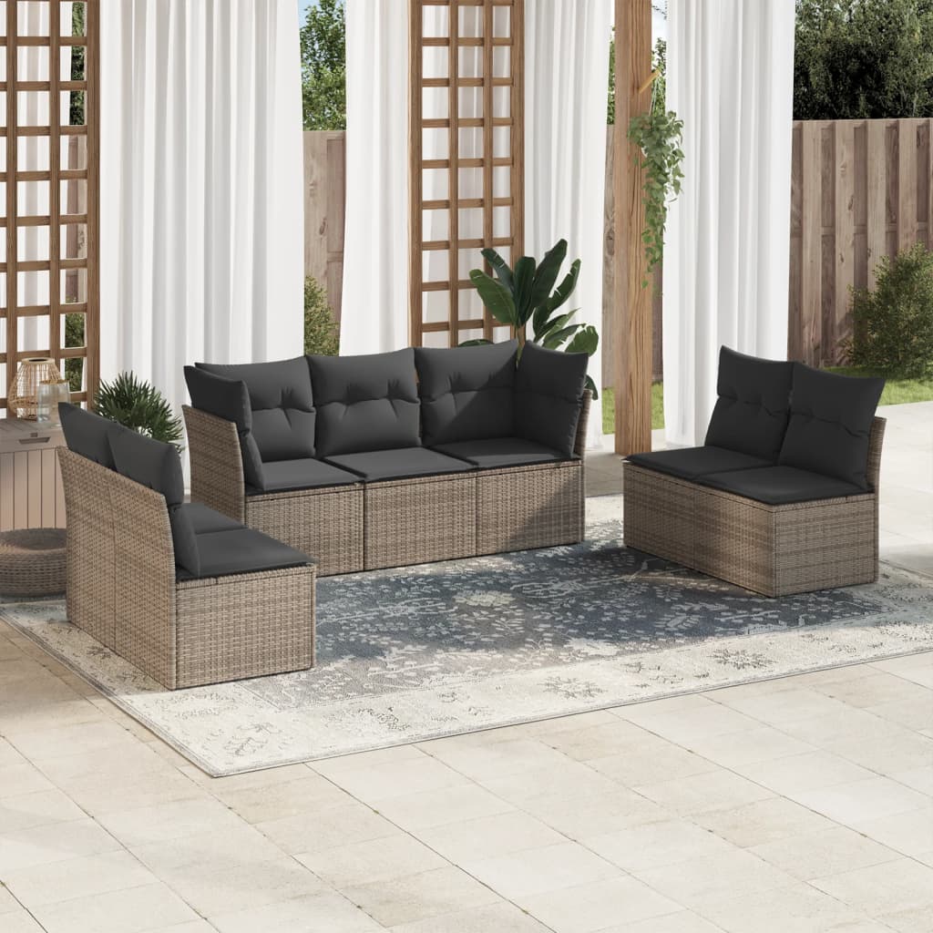 7 Piece Garden Sofa Set With Cushions Poly Rattan