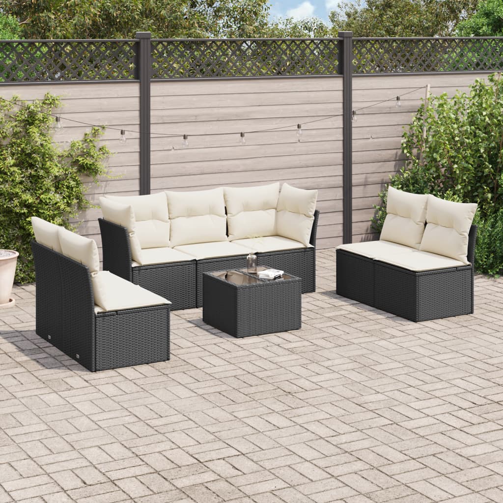 7 Piece Garden Sofa Set With Cushions Poly Rattan