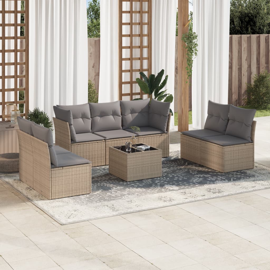 7 Piece Garden Sofa Set With Cushions Poly Rattan