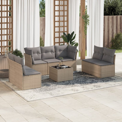 7 Piece Garden Sofa Set With Cushions Poly Rattan