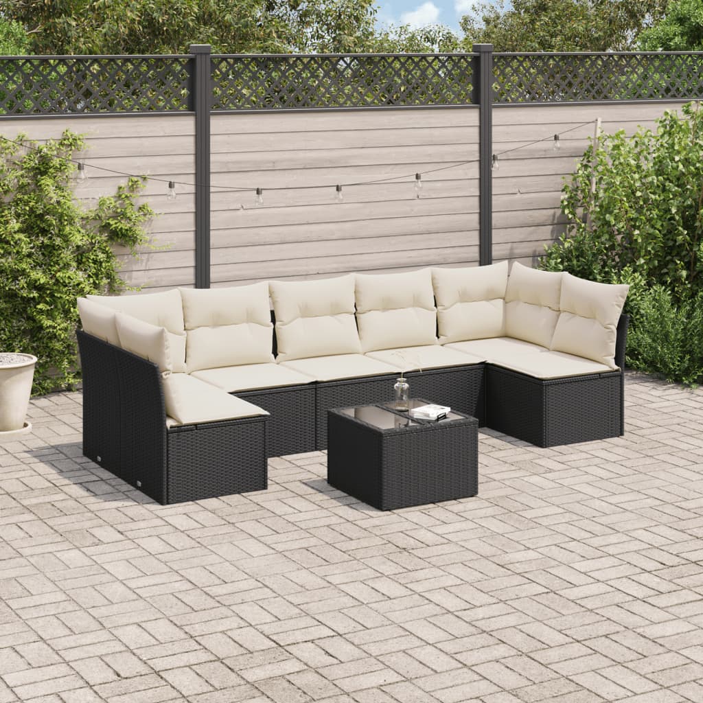 8 Piece Garden Sofa Set With Cushions Poly Rattan