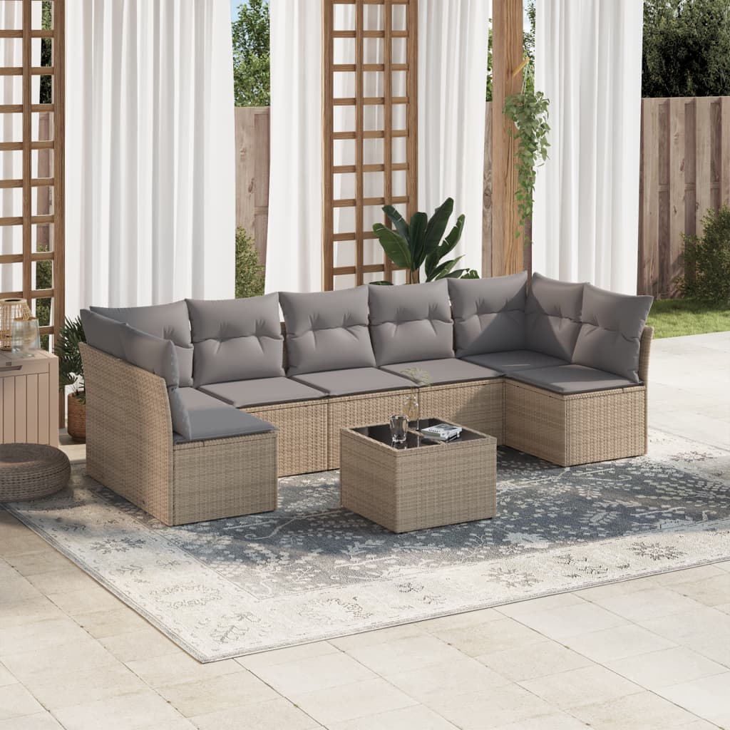 8 Piece Garden Sofa Set With Cushions Poly Rattan