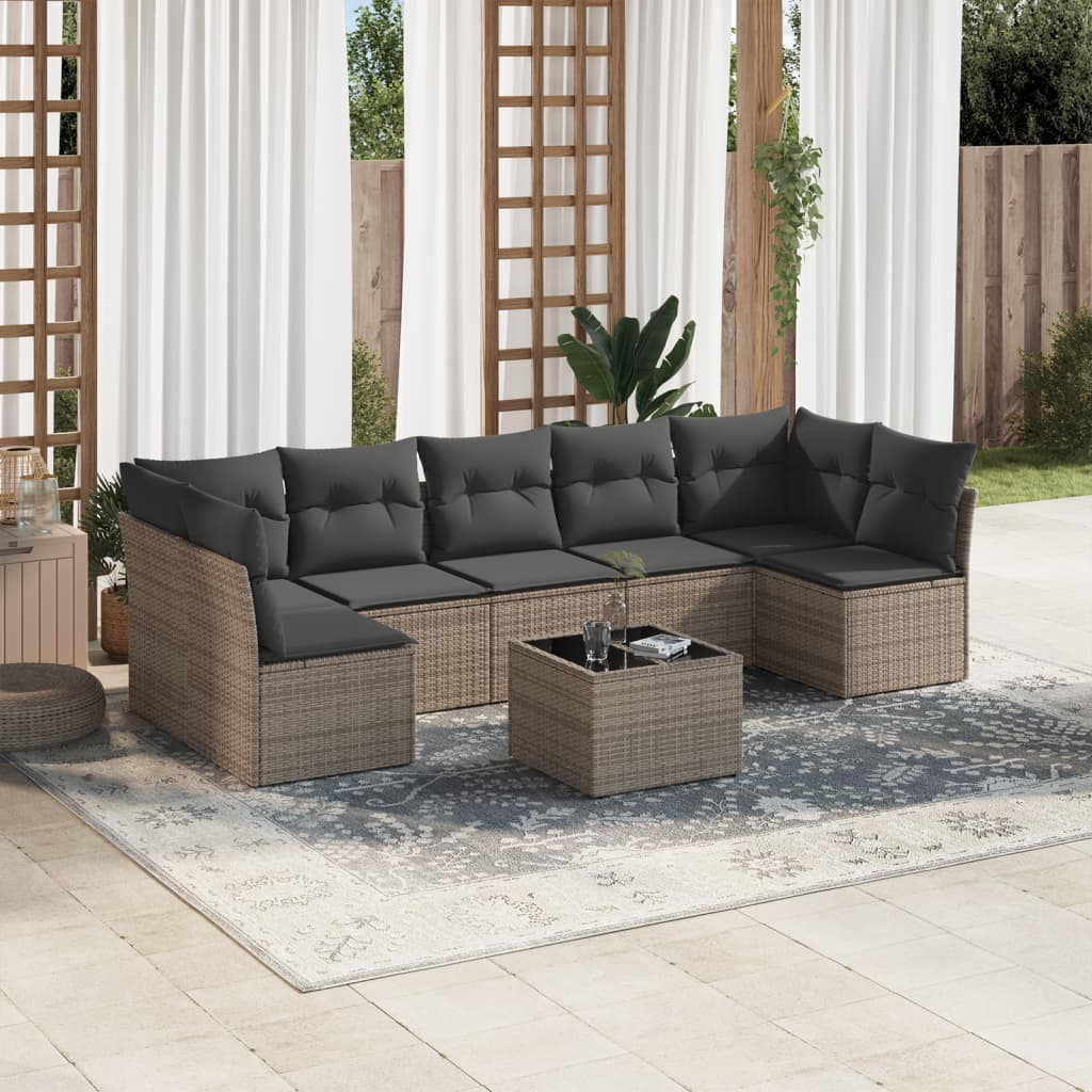 8 Piece Garden Sofa Set With Cushions Poly Rattan