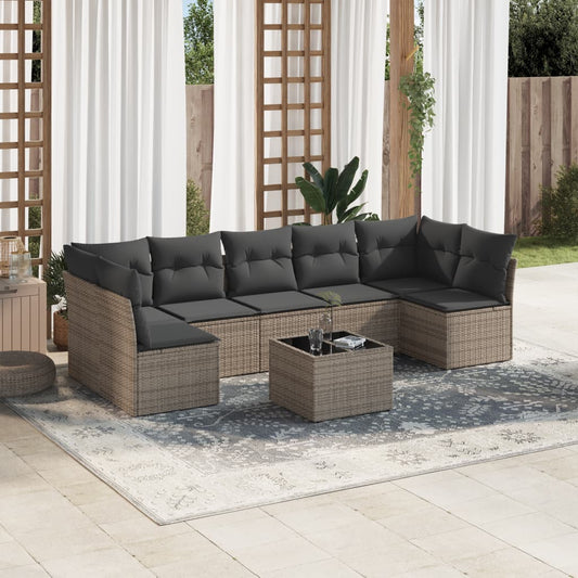 8 Piece Garden Sofa Set With Cushions Poly Rattan