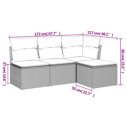 4 Piece Garden Sofa Set With Cushions Black Poly Rattan