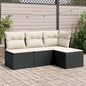 4 Piece Garden Sofa Set With Cushions Black Poly Rattan