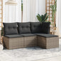 4 Piece Garden Sofa Set With Cushions Black Poly Rattan