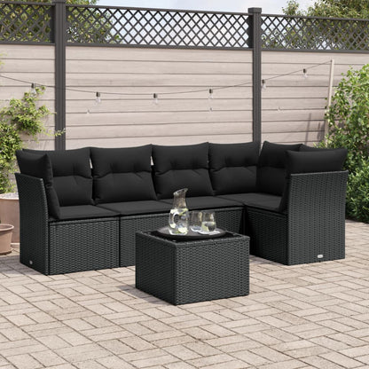 6 Piece Garden Sofa Set With Cushions Poly Rattan