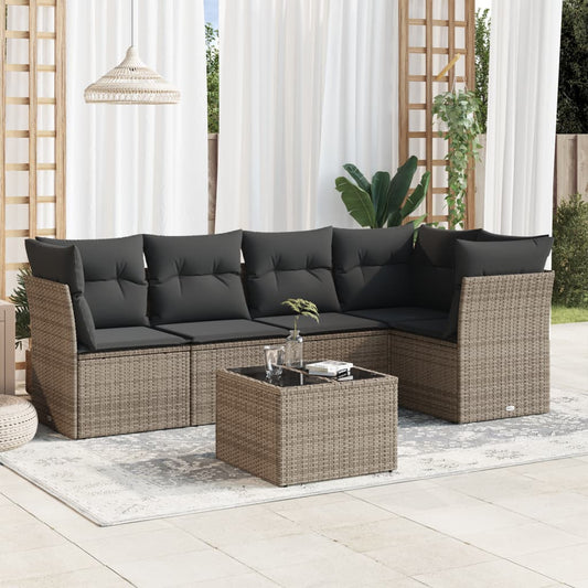 6 Piece Garden Sofa Set With Cushions Poly Rattan