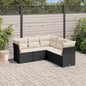 5 Piece Garden Sofa Set With Cushions Poly Rattan