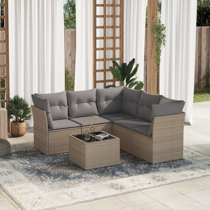 5 Piece Garden Sofa Set With Cushions Poly Rattan