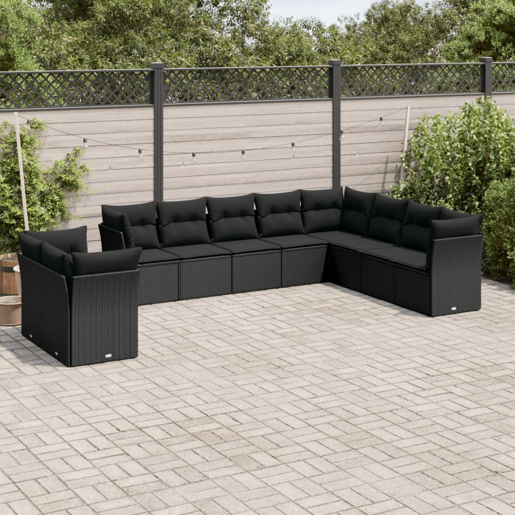 11 Piece Garden Sofa Set With Cushions Poly Rattan