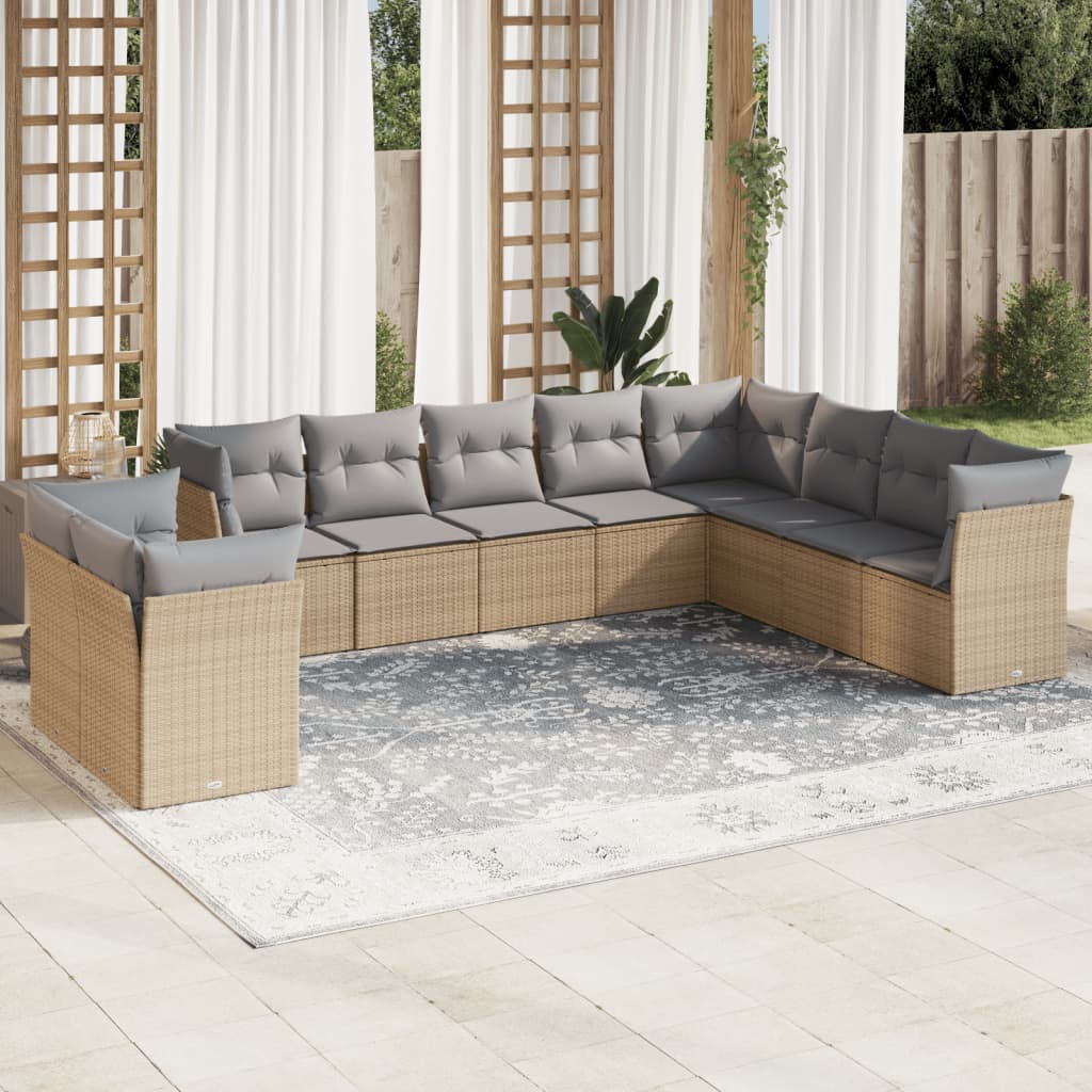 11 Piece Garden Sofa Set With Cushions Poly Rattan