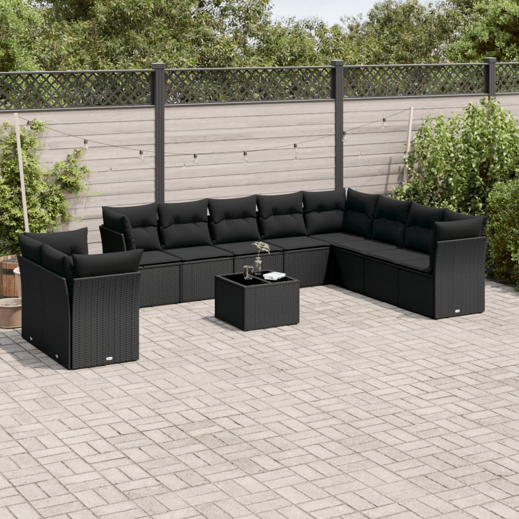 11 Piece Garden Sofa Set With Cushions Poly Rattan
