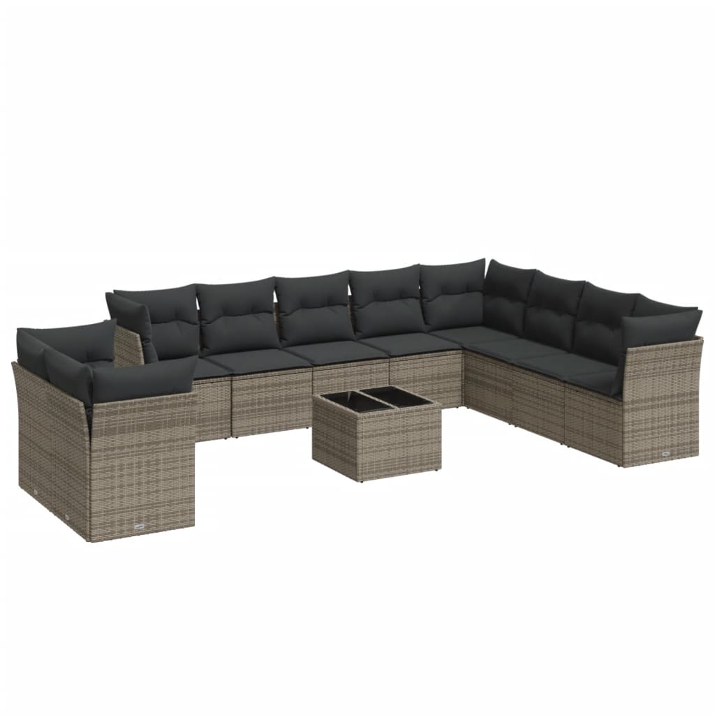 11 Piece Garden Sofa Set With Cushions Poly Rattan
