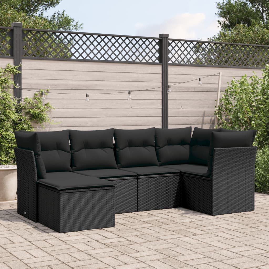 6 Piece Garden Sofa Set With Cushions Poly Rattan