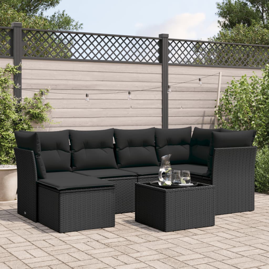 6 Piece Garden Sofa Set With Cushions Poly Rattan