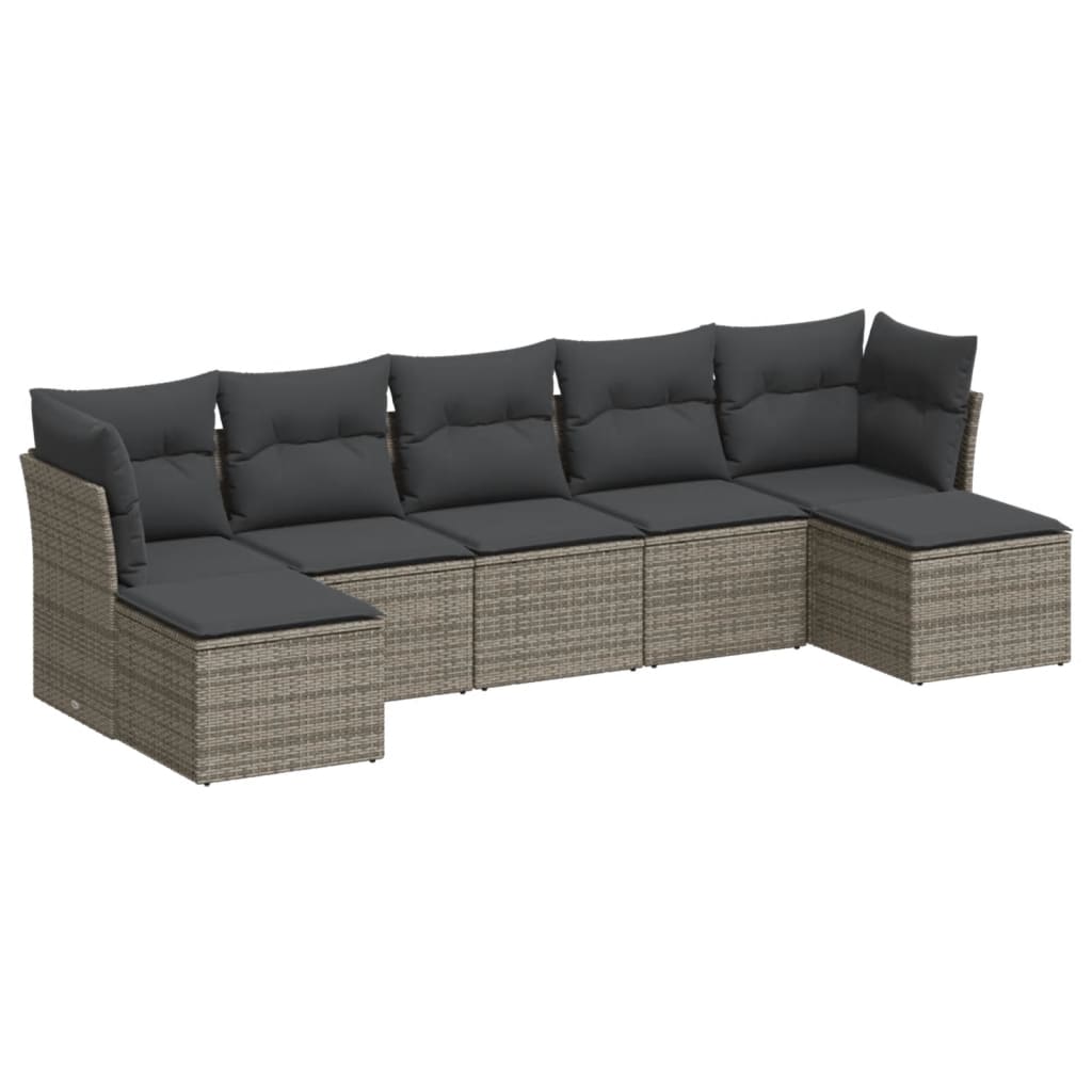 7 Piece Garden Sofa Set With Cushions Poly Rattan
