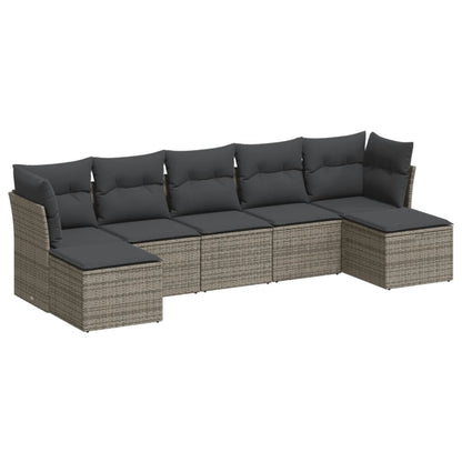 7 Piece Garden Sofa Set With Cushions Poly Rattan
