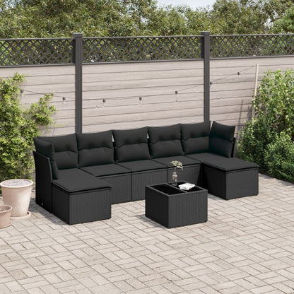 7 Piece Garden Sofa Set With Cushions Poly Rattan