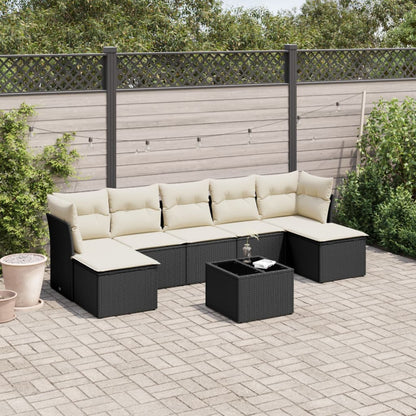 7 Piece Garden Sofa Set With Cushions Poly Rattan