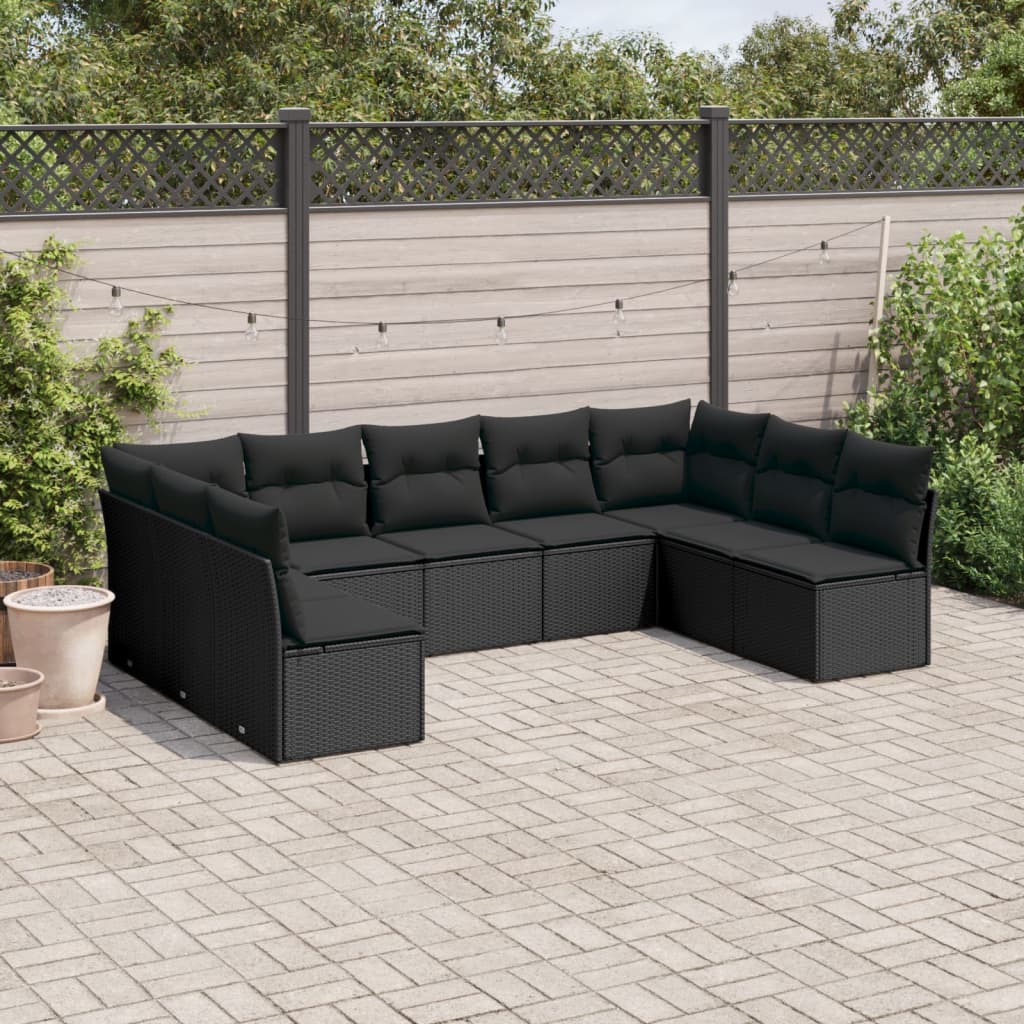 9 Piece Garden Sofa Set With Cushions Poly Rattan