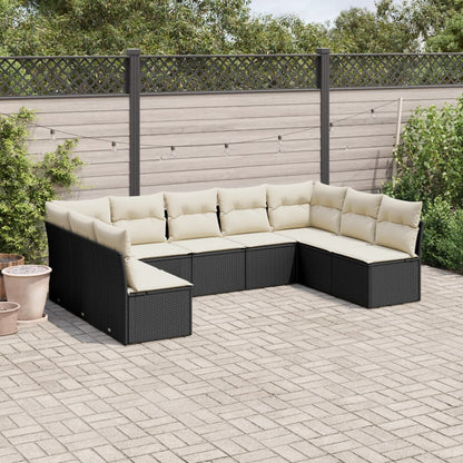 9 Piece Garden Sofa Set With Cushions Poly Rattan