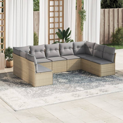 9 Piece Garden Sofa Set With Cushions Poly Rattan