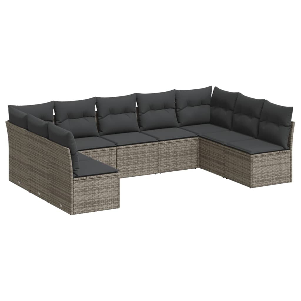 9 Piece Garden Sofa Set With Cushions Poly Rattan